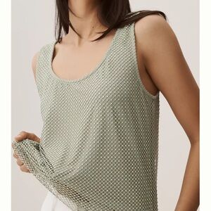 Sunday in Brooklyn Mesh Glitter Tank in Cream